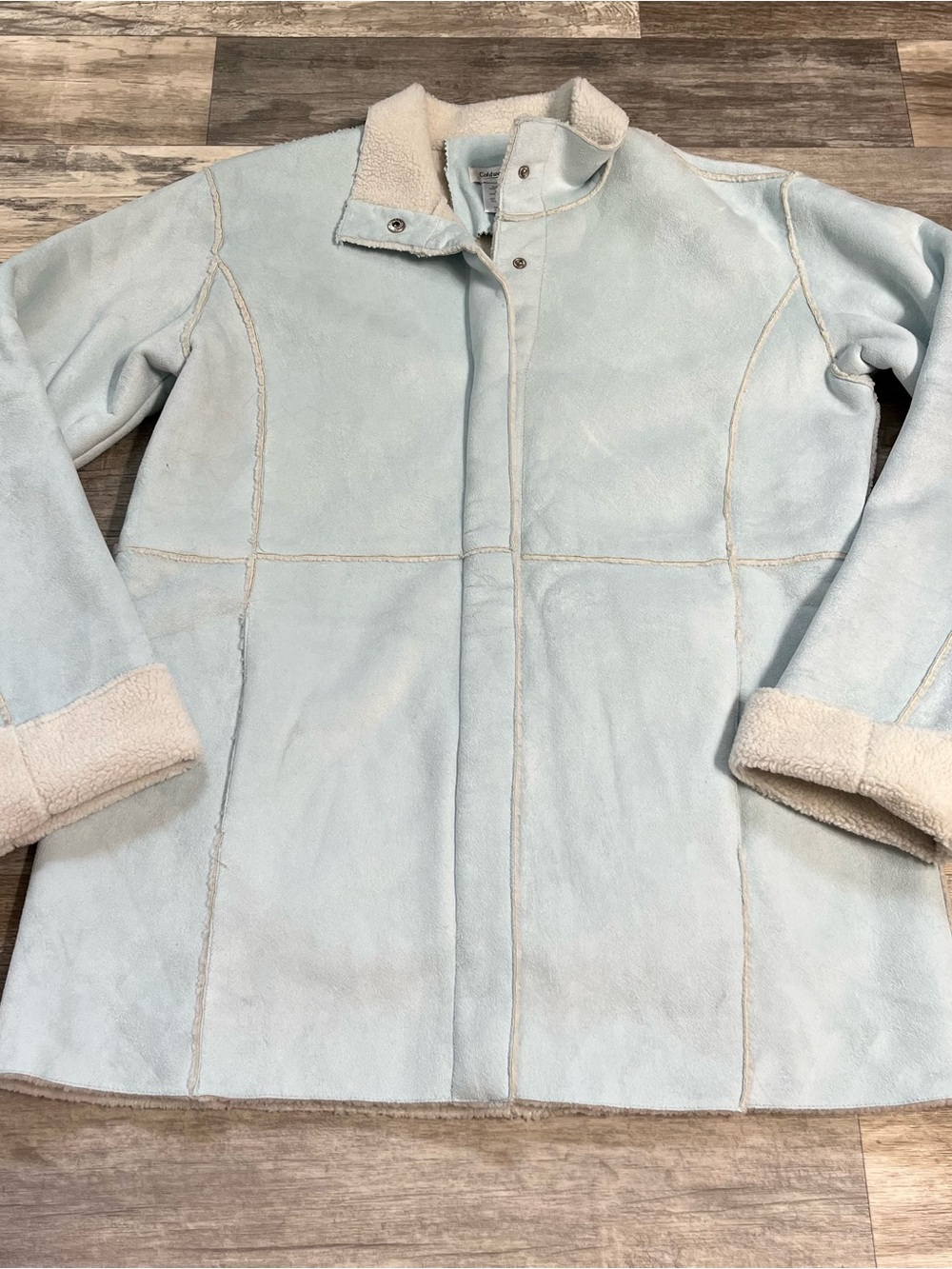 Coldwater Creek pastel blue fleece lined winter coat
